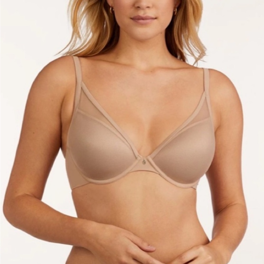 THIRDLOVE 24/7 Classic Contour Plunge Bra in Tan/Brown Size-34 G